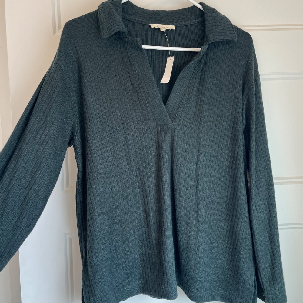 Madewell Relaxed Long Sleeve Polo Tee - Picture 6 of 8
